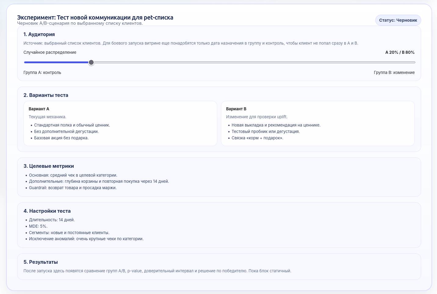 Настройка A/B-эксперимента в CRM4retail