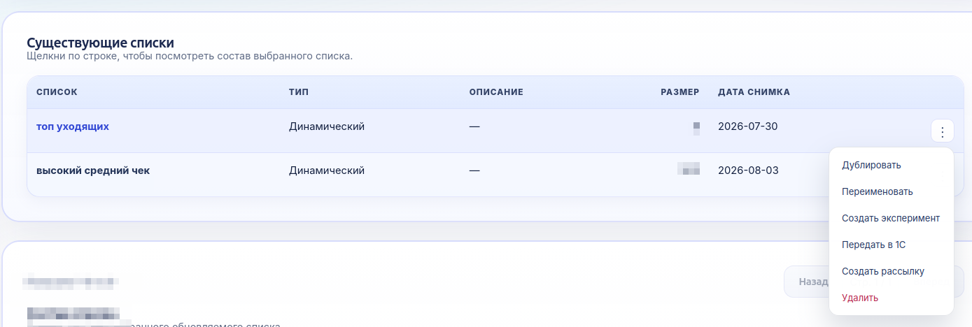 Маркетинговые списки покупателей в CRM4retail